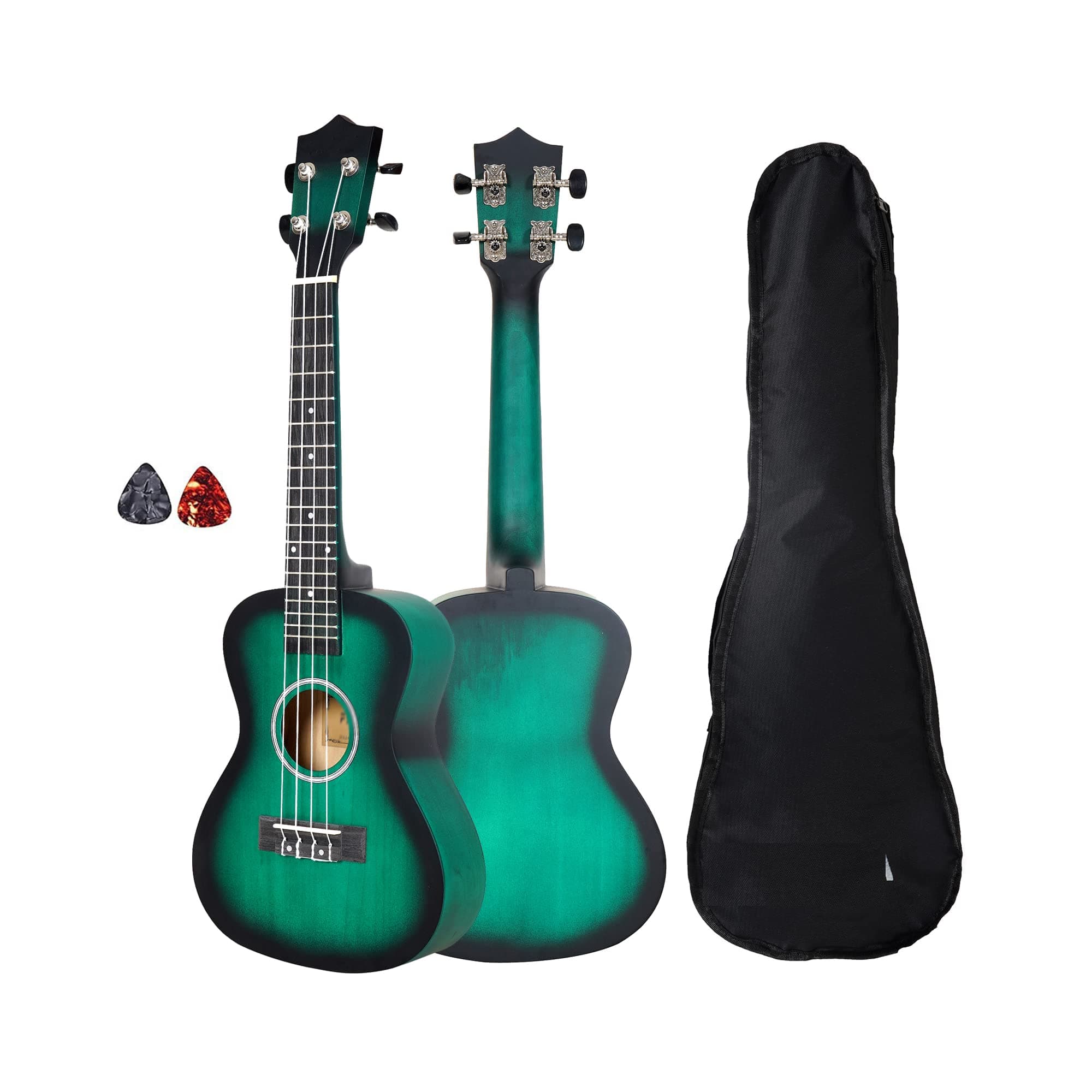 BLUEBERRY UK-50 Concert Ukulele Body made with Lindon and Mahogany Wood,Rosewood Fingerboard with Bag and 2 Picks - 23 Inch (GREEN)