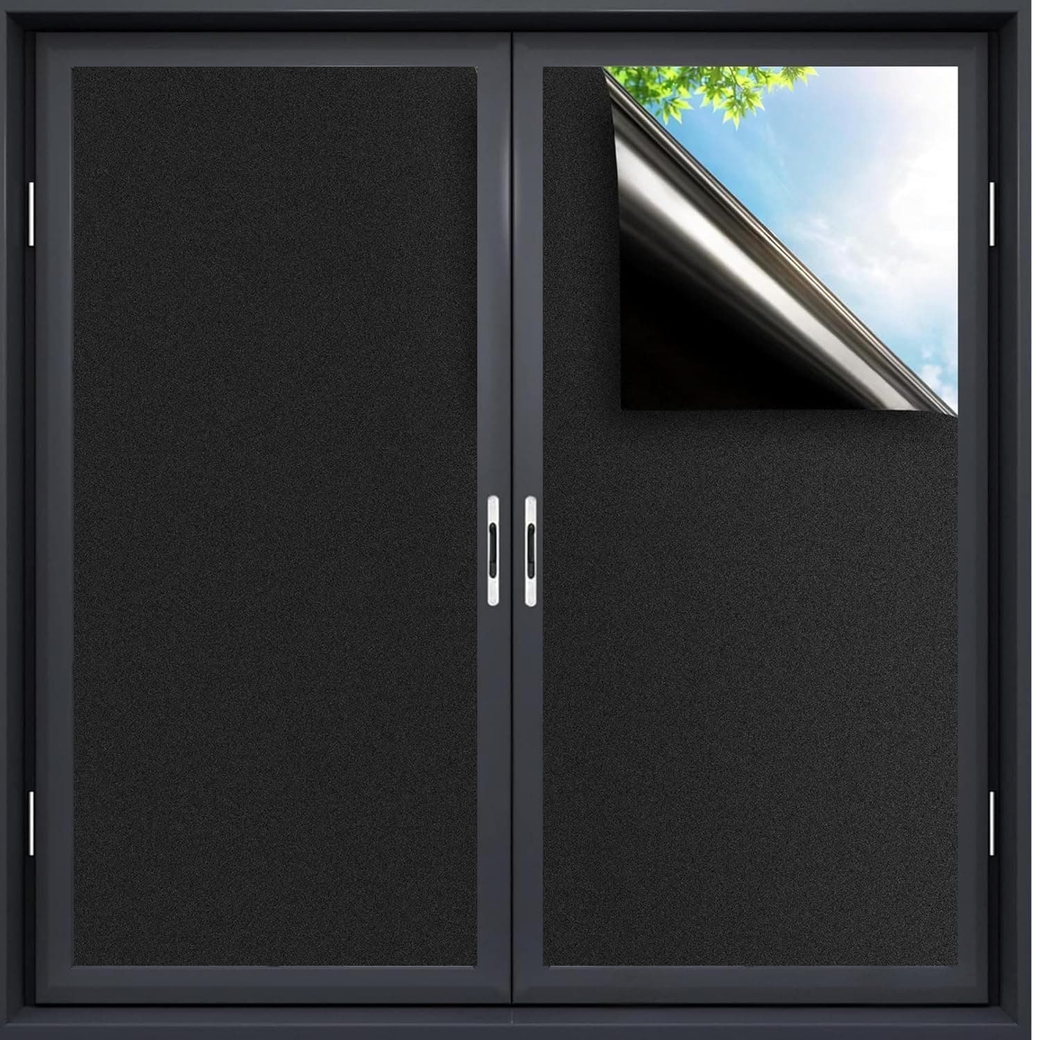 ERATO Blackout Window Privacy Film,Window Blackout Film Privacy Heat Control Sun Blocking Window Film Black Out Removable House Window Tint, 20x60 Inch