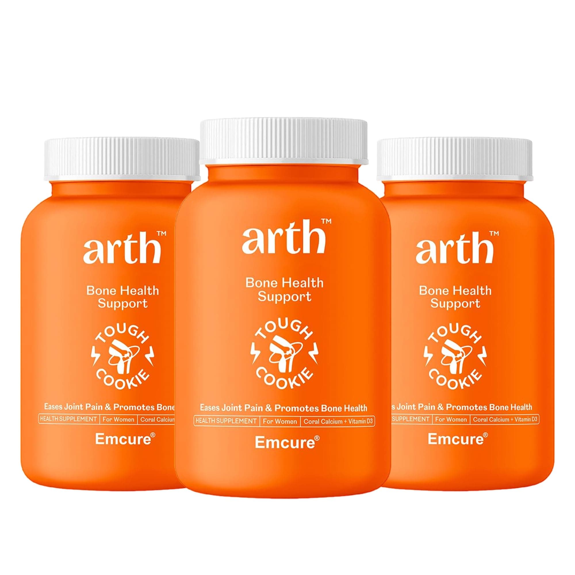Arth Calcium and Vitamin D3 Tablets for Men & Women - 180 Veg Tablets (2 Per Serve) | Supports Bone, Joint & Muscle Function | 1000mg Coral Calcium with 60% Higher Absorption & 600 IU Vitamin D3