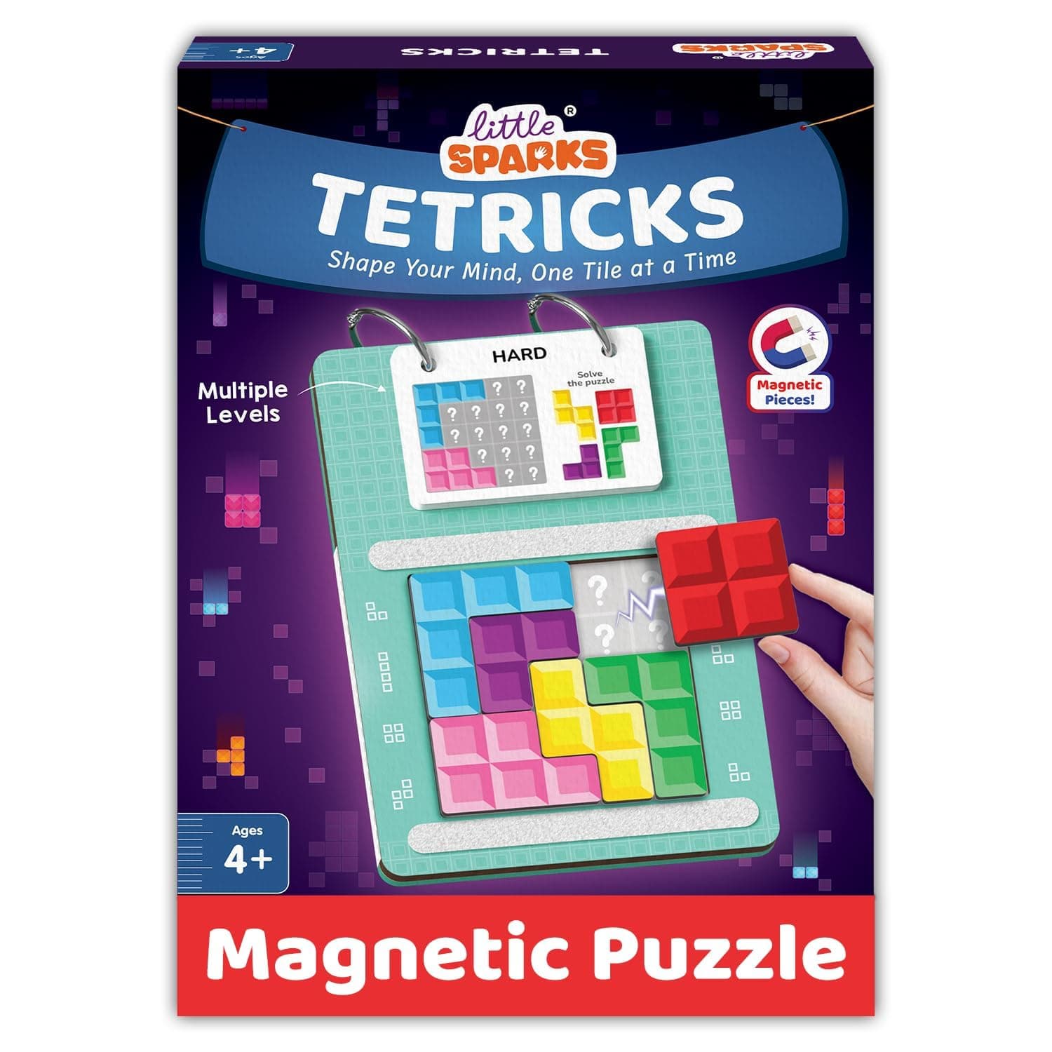 Smartivity Tetricks - Magnetic Puzzle Game for Kids 4–8 Years | 30+ Fun Brain Challenges with 6 Magnetic Shapes | Learning and Educational Toy I Birthday Gift for Kids 4,5,6,7,8 Years