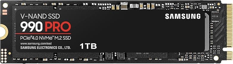 Samsung 990 PRO SSD 1TB PCIe 4.0 M.2 Internal SSD, Seq. Read Speeds Up to 7,450 MB/s for High End Computing, Gaming, Video Editing and Heavy Duty Workstations, MZ-V9P1T0BW.