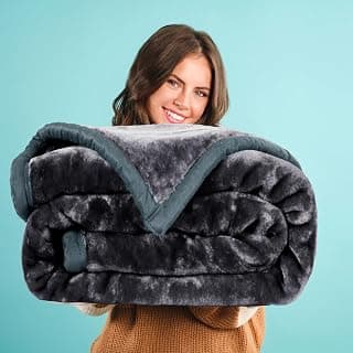 ABRAZO Reversible Mink Blanket for Winter & AC | Double Bed 220×240 cm Soft & Warm Blanket/Dohar/Quilt/Comforter | All Season Use | (Charcoal Grey)