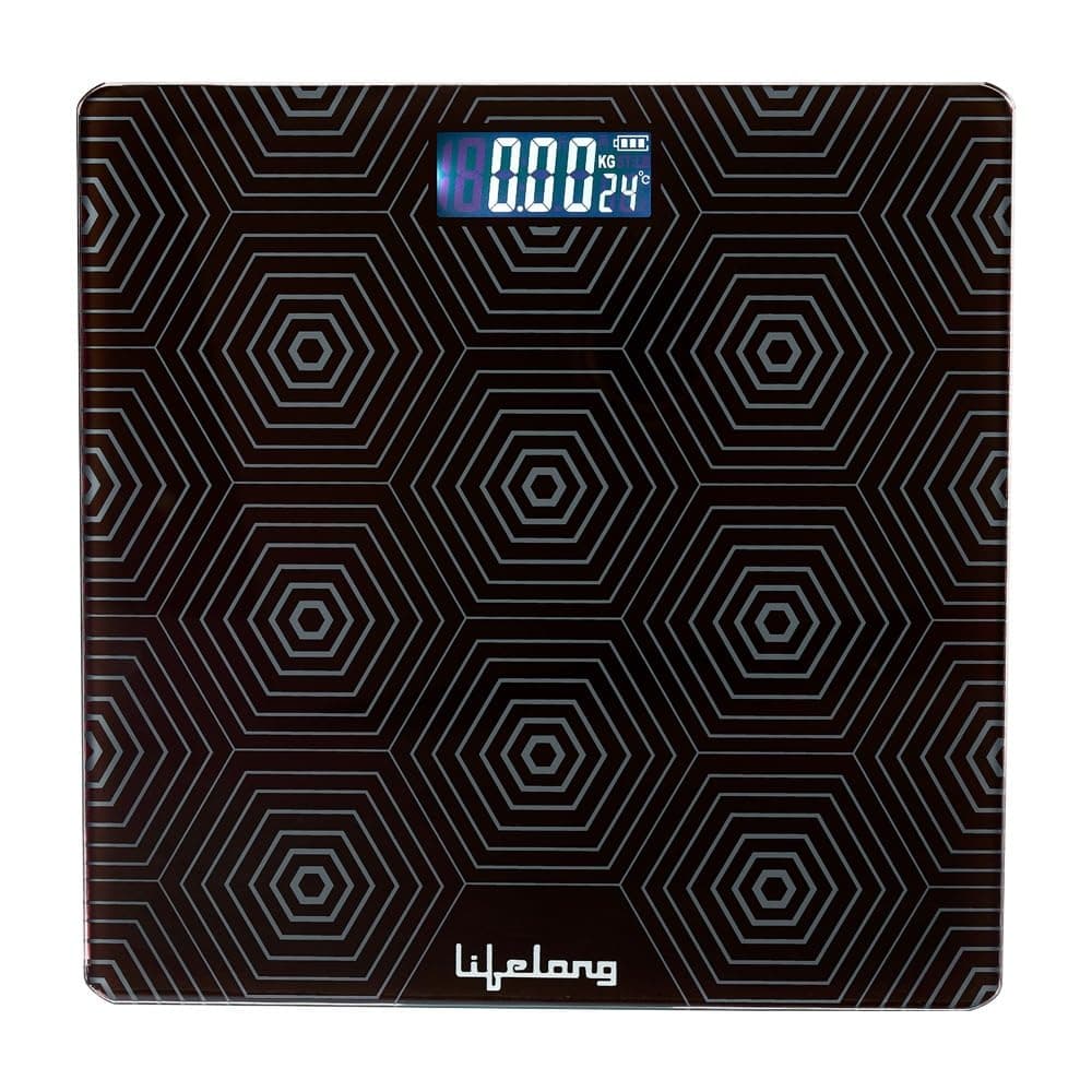 Lifelong LLWS18 Digital Weighing Scale|Glass Weighing Scale Machine|Electronic Bathroom Scales & Weight Machine for Home & Human Balance & Battery included (Black)