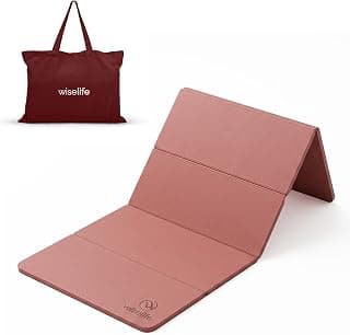 WiseLife Foldable Travel Yoga Mat for Women & Men – Lightweight Portable Exercise Mat, Non-Slip Surface, Compact Folding Design for Yoga, Pilates, Stretching, Meditation & Home Workouts (Mauve)