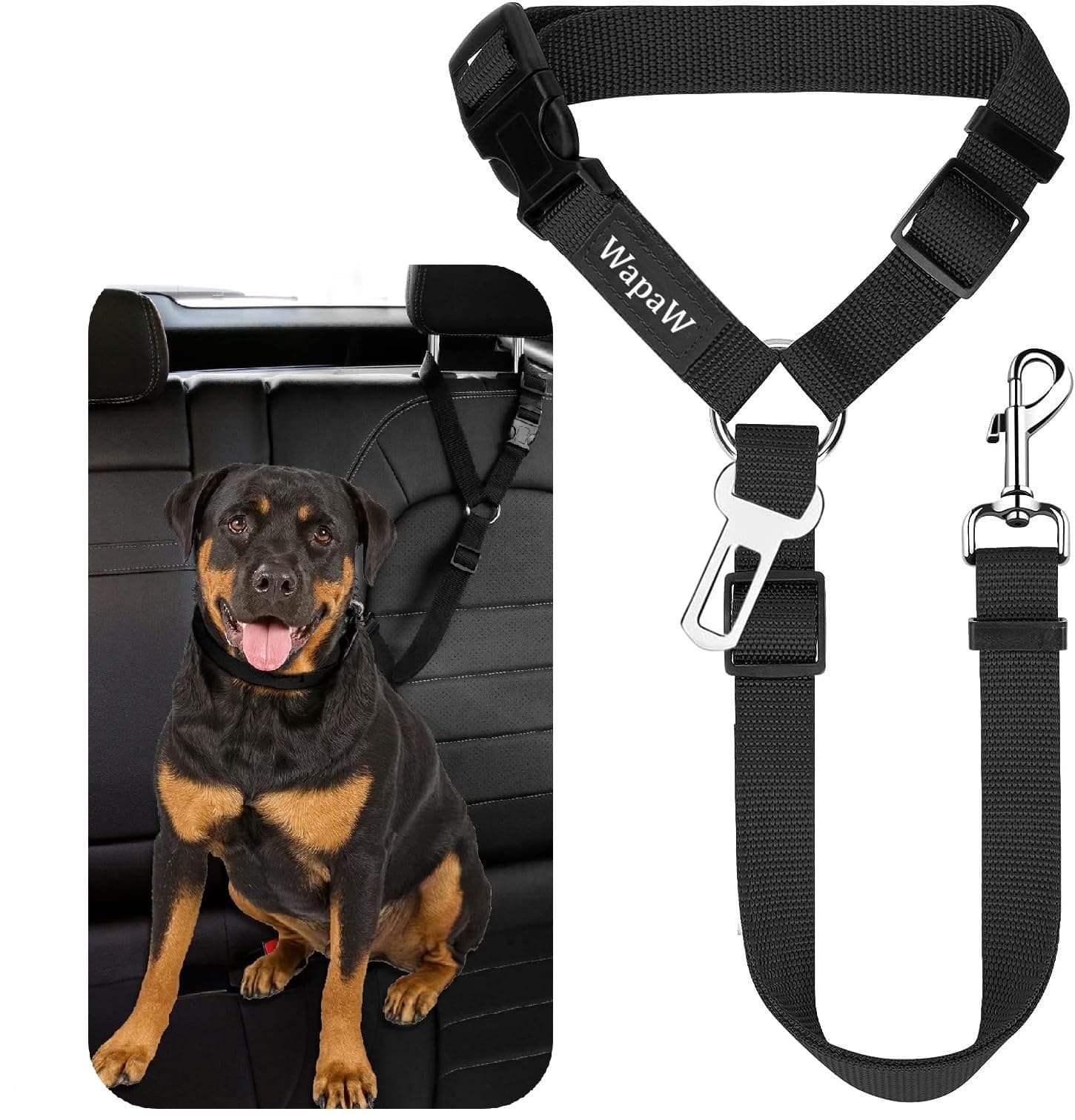 WapaW 3-in-1 Dog Car Seat Belt | Dog Short Leash | Pet Car Harness Pet Safety Leash for Dogs & Cats. (Style-B)