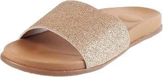 Metro Women’s Antic Gold Glitter Slingback Kitten Heel Sandals (Square Toe)