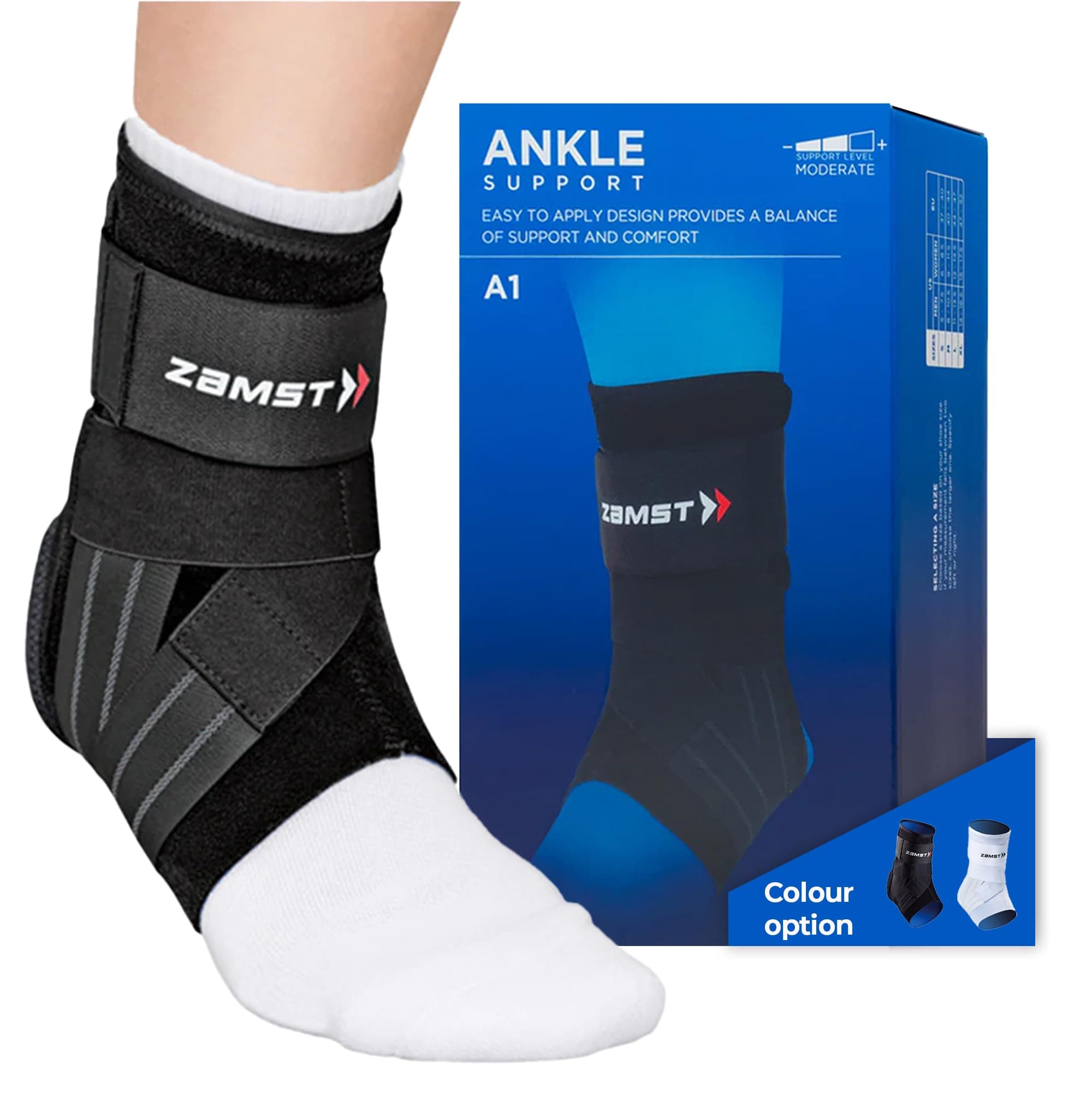 Zamst A1 Orthopedic Ankle Support Brace Cap for Men and Women | Arthritis Pain Relief Breathable with Adjustable Straps | Sports Injury Recovery Support | Left Ankle | Medium |