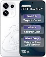 OPPO Reno16c 5G (Starry White, 8GB, 128GB) | 3D Design | 50MP 3.5X Telephoto Camera | 4K Video | AI Remix Collage | 7000mAh 80W SUPERVOOC | ColorOS 16 | IP69K | Dimensity 7300