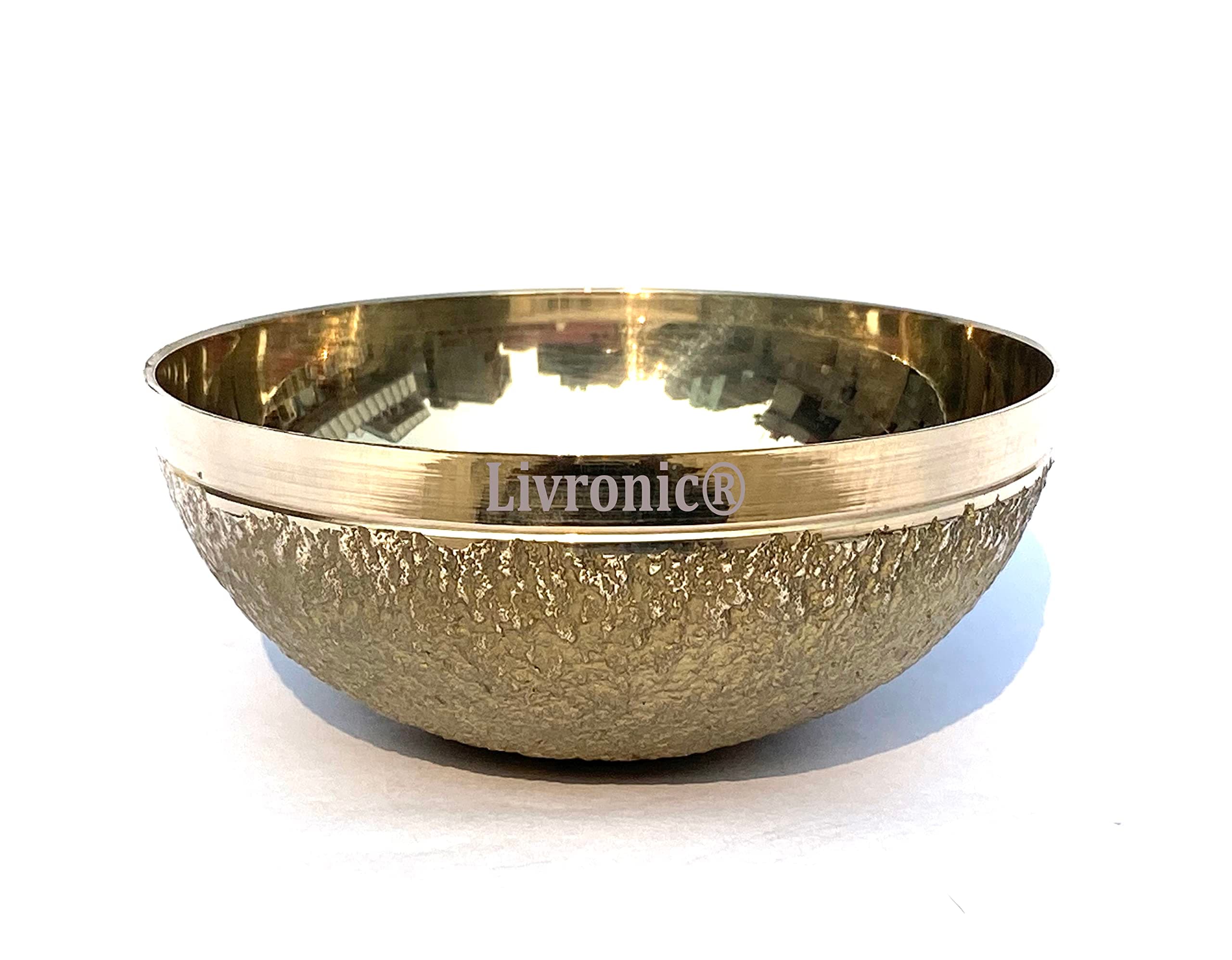 Livronic® Bronze (Kansa) Vatki Cup with Scrub Surface, Ayurvedic Detox Foot Massager Relaxation & Deep Cleaning Ancient Indian Technique Ayurvedic Kansa Vatki Foot Massager (Pack of 1)