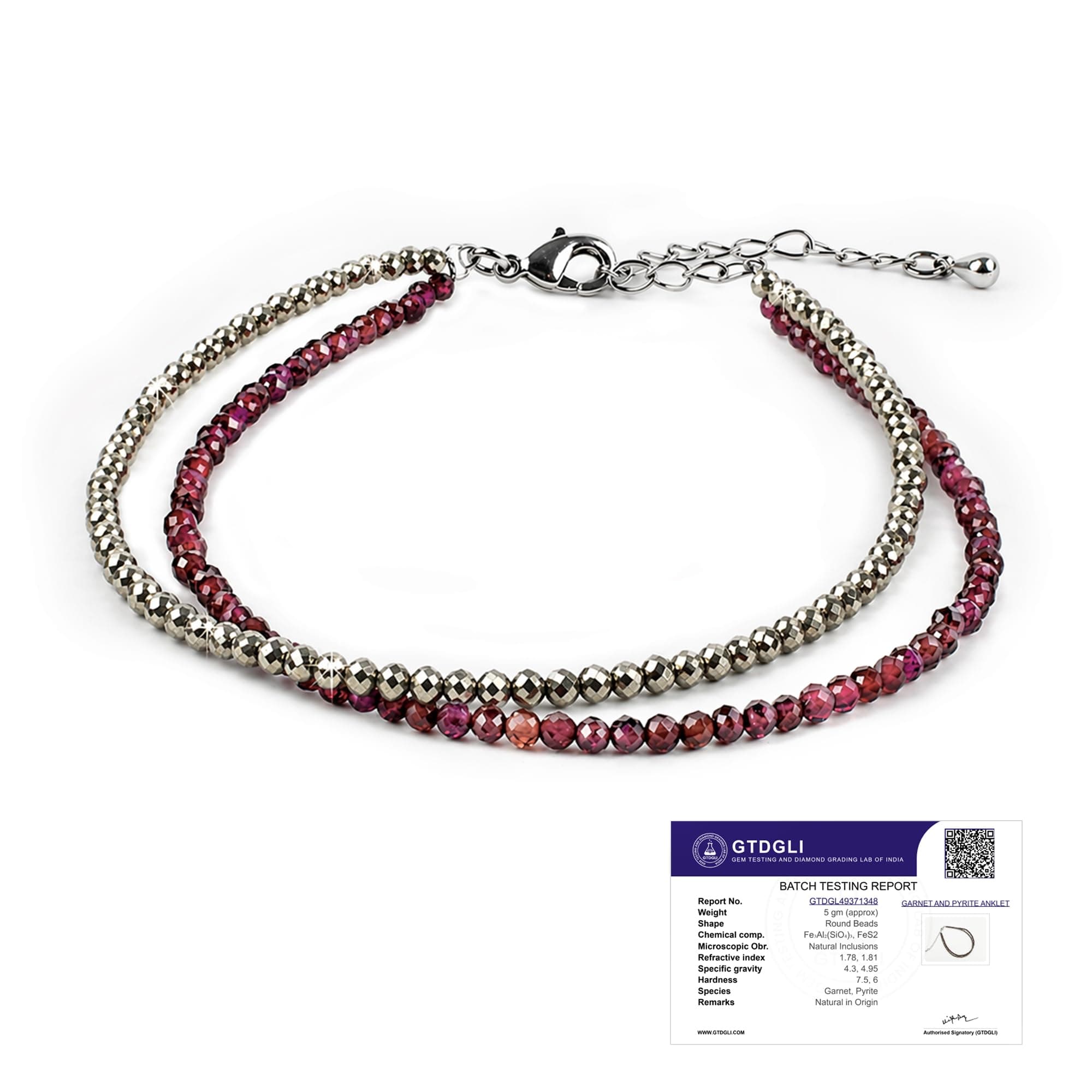 Astrotalk Love & Money Anklet for Women | Adjustable Pyrite & Garnet Anklet for Confidence, Protection & Balance | Daily & Office Wear Jewellery for Women | Gift for Woman & Girlfriend