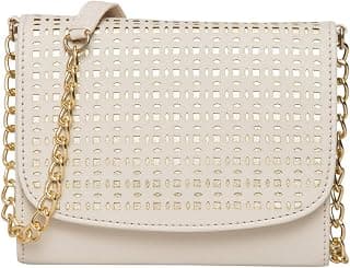 ADISA Crossbody Bag for Women - Laser Cut Sling Bag with Gold Chain, Stylish Women's Cross body Handbag for Girls, Faux Leather Shoulder Bag