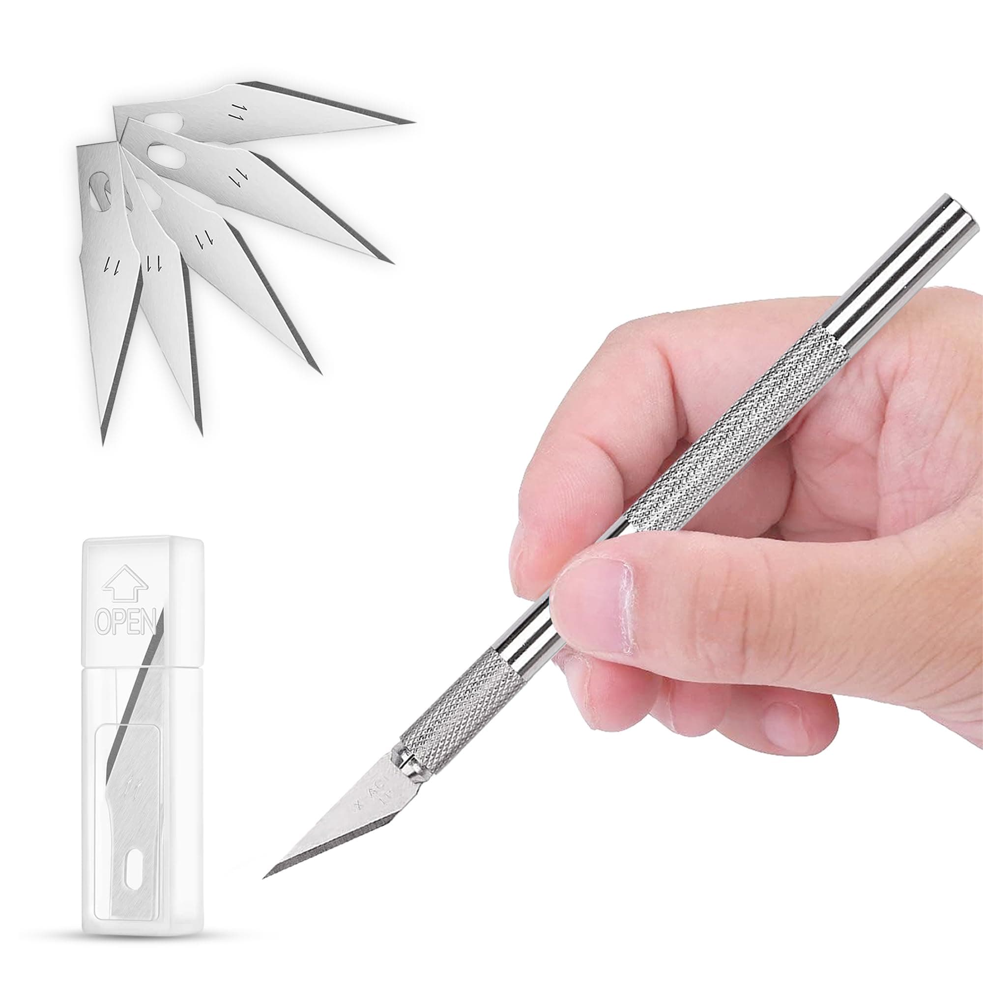 GLUN® Detail Pen Knife with 5 Extra Sharp Blades Precision Cutter for DIY, Art & Craft Work (1 Knife + 5 Blades)