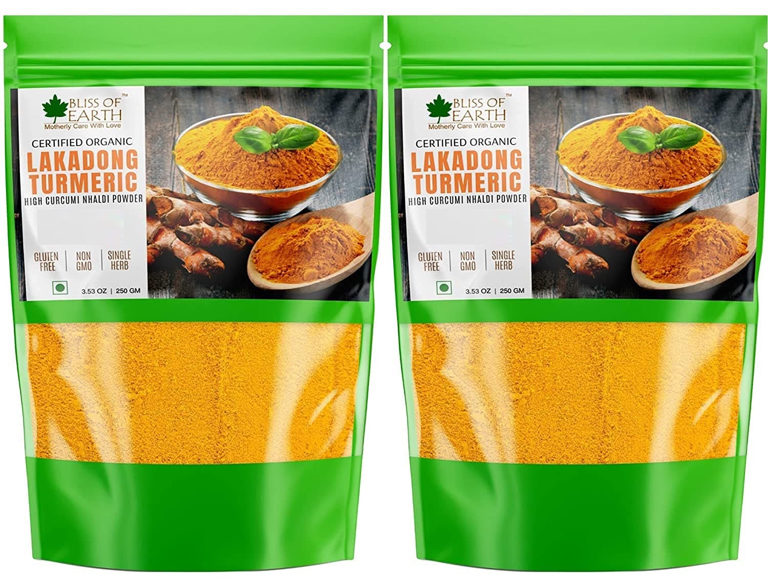 Bliss of Earth Turmeric Pure Haldi Powder Curcumin Powder from Meghayala Certified Organic Lakadong Antioxidant & Anti-Inflammatory 250gm Pack of 2