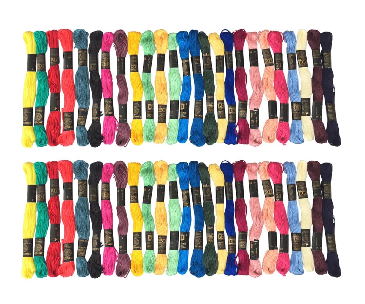 Homeistic Applience Ultimate Cross Stich Embroidery Thread Set: Premium Stranded Cotton Threads For Hand Embroidery & Craft With Floss Thread (4Th + 4Th Multicolors Combo, Pack Of 50), 250 Gram