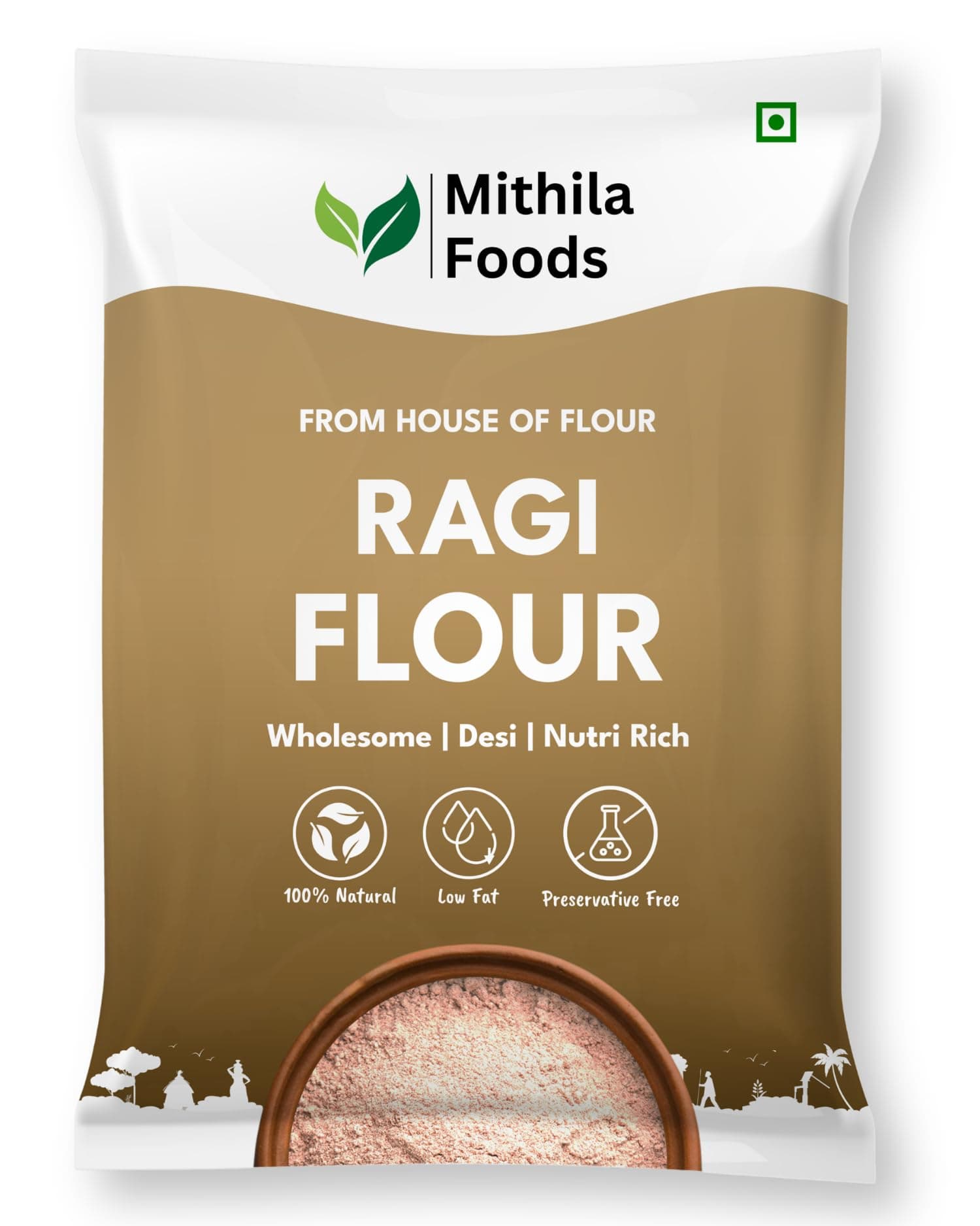 MITHILA FOODS 2 kg Ragi Atta | Gluten-Free Finger Millet Flour | High Fibre & Protein | Soft Rotis | Nachni/Kelvaragu Atta | Authentic Traditional Flavor from Gumla, Jharkhand - India's Ragi Capital