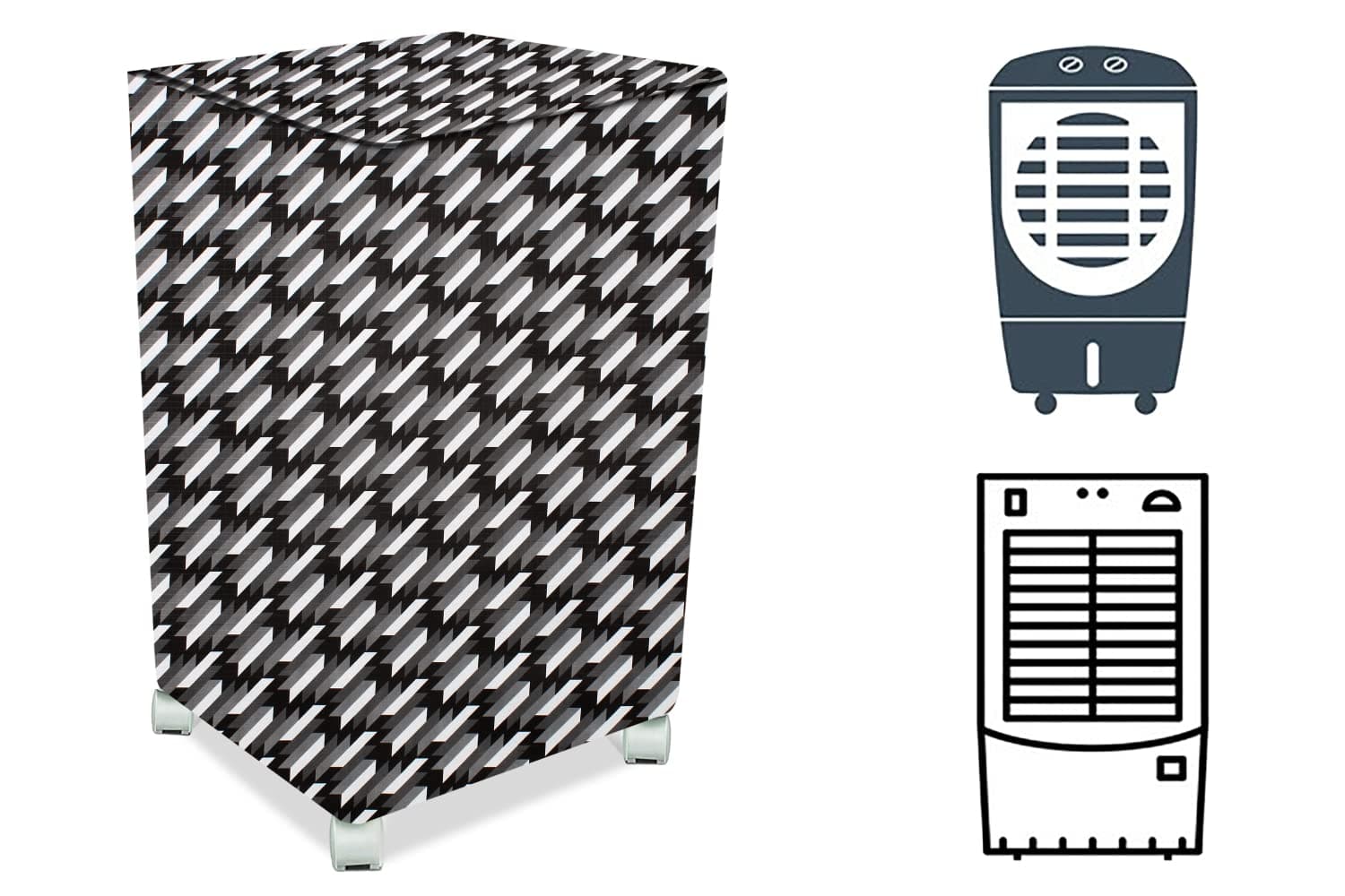 Stylista cooler cover compatible for Bajaj TMH36 36 Liter Medium Tower Cooler Symmetric Pattern Black
