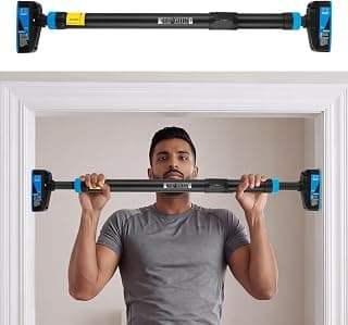 XRT65 Pull Up Bar for Home Workout (72-95 cms) | No Screw Installation | Enhanced Safety Lock | 200 KG Load Capacity | Bubble Meter for Precise Installation | Rectangle Head Design | Gym Equipment Set, Fully Padded