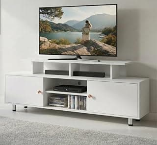 Alpine Willow 6 feet TV Stand Wooden (DIY Assembly) | TV Stand Table for 32–75 Inch TVs | TV Unit for Living Room | TV Entertainment Unit | TV Cabinet with Storage -180×40×65 cm (Frosty White)