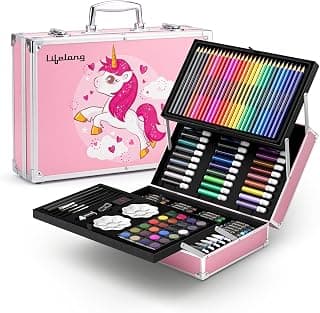 Lifelong Colour Art Set Kit for Kids | 145 Pieces Colour Pencil Set | Stationary Kit with Oil Pastels, Crayons, Paint Brushes, Drawing & Painting Art Kit | Unicorn Theme Box | Gift for Kids