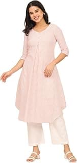 Aurelia Women's Blue Yarn Dyed Cotton Blend A-Line Kurta