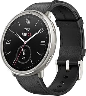 Amazfit Active 2 Premium (Smartchoice) 44mm Smart Watch, Sapphire Glass Display, Free Silicon Strap, Built in GPS, 10day Battery, 5ATM, iOS & Android, 2000 Nits, 160+ Sports Mode, Black Leather