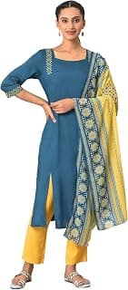 Aurelia Women's Viscose Kurta Palazzo With Dupatta
