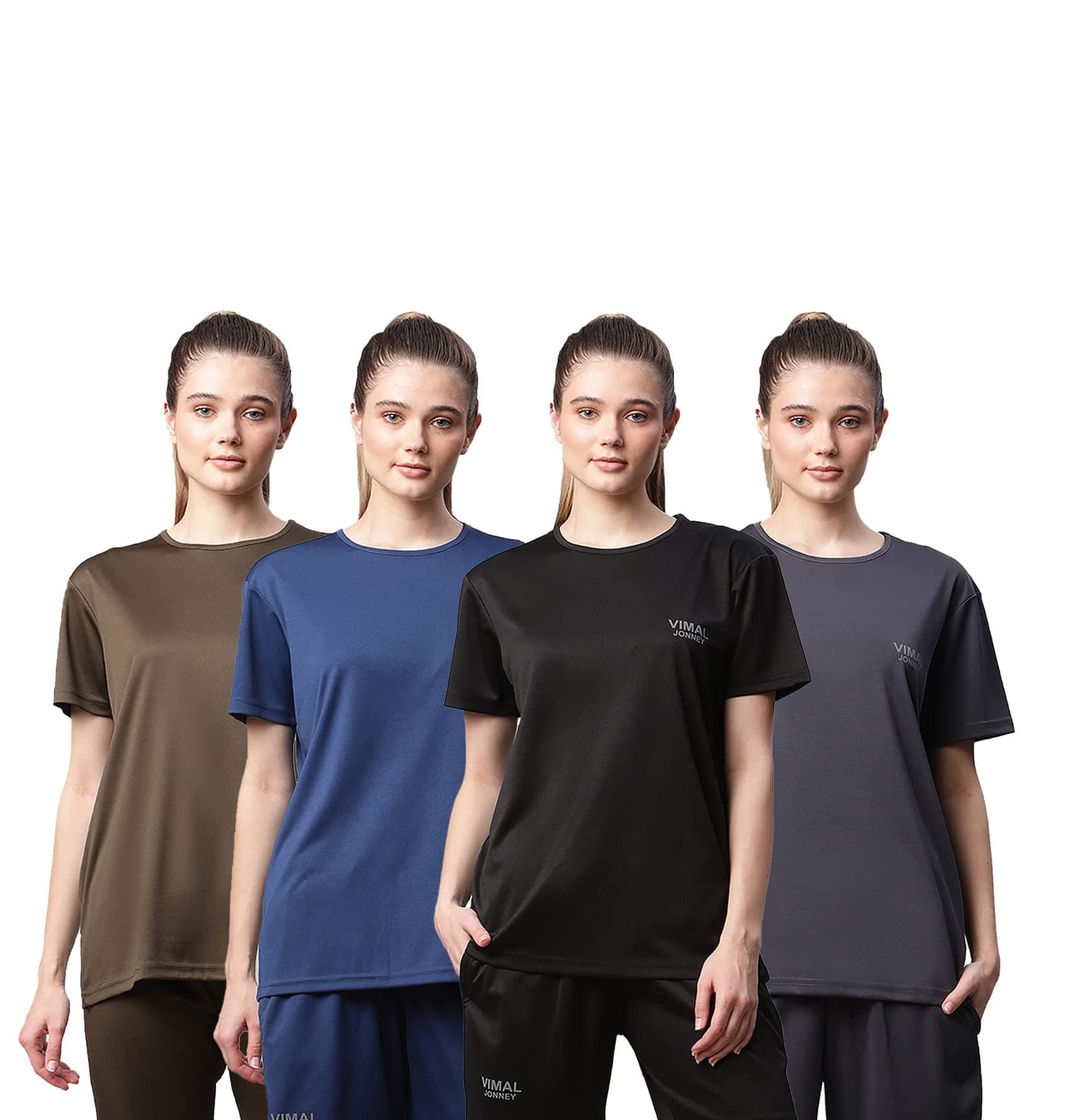 Mack Jonney Women's Slim Fit T-Shirt (Pack of 4)