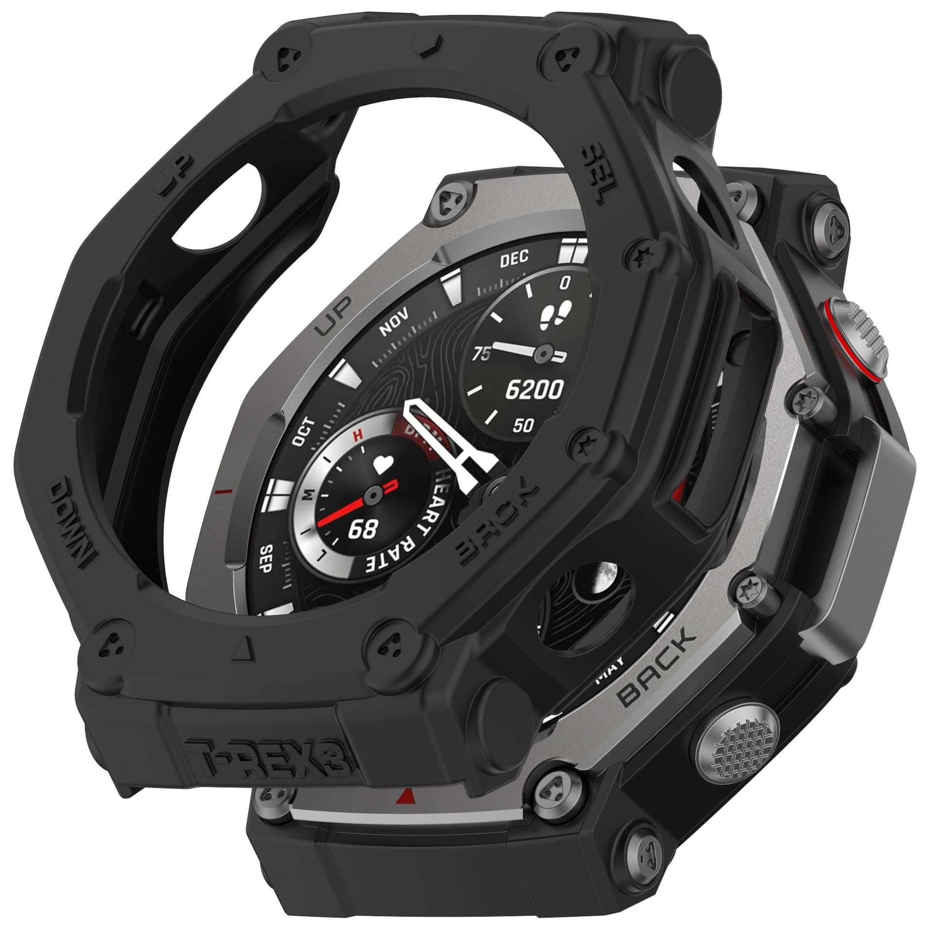 OBOE Silicone Sports Bumper Case Compatible with Amazfit T-Rex 3 Smart Watch (Black) [WATCH NOT INCLUDED]