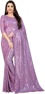 PristiveFashionHub Women's Pure Georgette Sequence Saree With Un-Stiched Blouse Piece