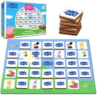 Wembley – Peppa Pig Magnetic Memory Match Game for Kids Family Fun & Fast Children Learning & Educational Brain Memory Game Puzzle 32 Tiles with 64 Picture Icons Birthday Gift for Boys Girls