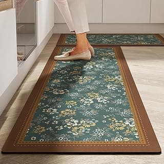 Kitchen Mat for Floor (Set of 2) - Soft Cushioned Anti-Fatigue Runner Rug for Joint Pain Relief | Waterproof & Oil-Proof Washable Standing Mat | Non-Slip Backing for Kitchen & Laundry