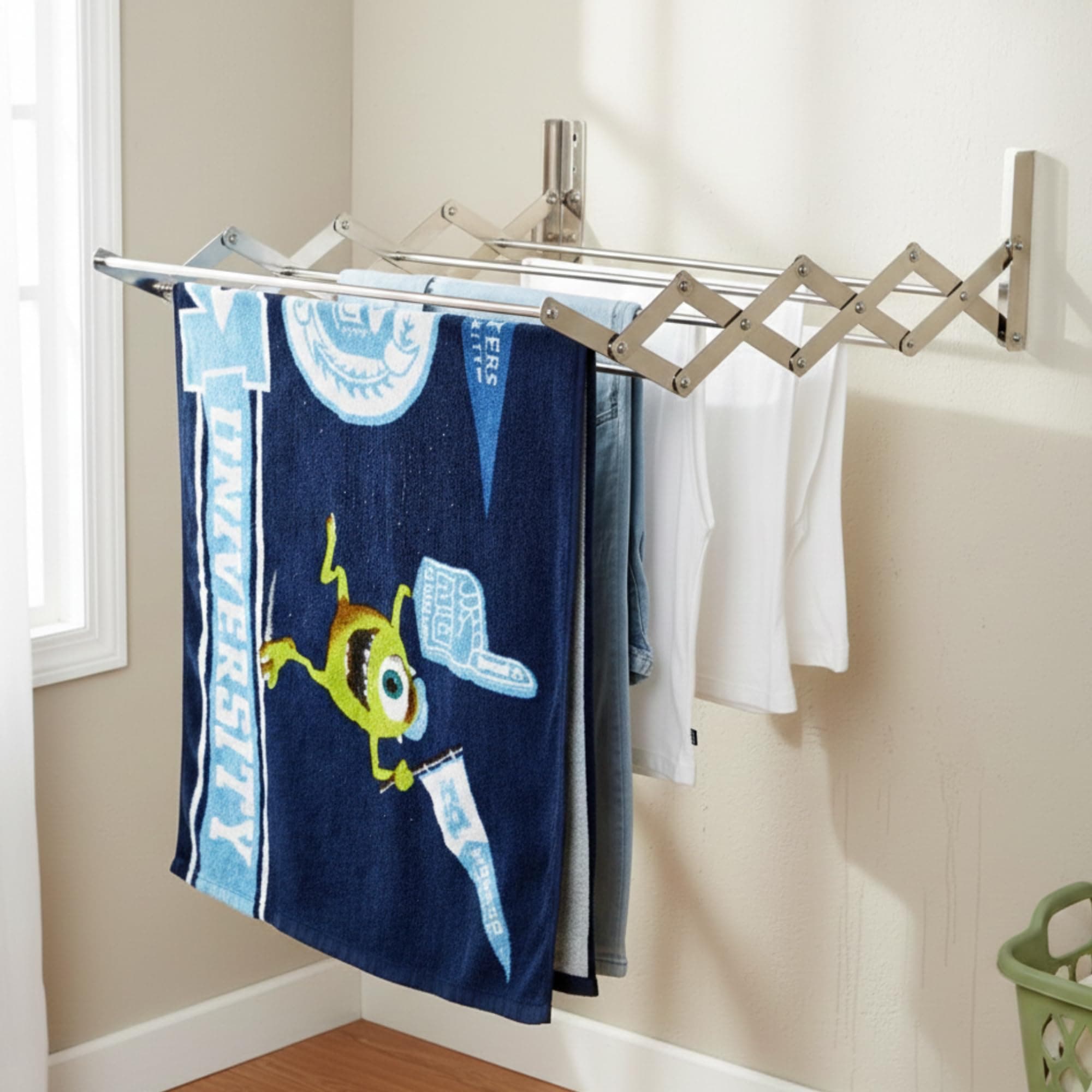 homWell Heavy Duty Stainless Steel 10 Pipe X 2 Feet Foldable Wall Mounted Clothes Drying Stand for Balcony Cloth Dryer Stand Towel Rack Clothes Stand for Drying