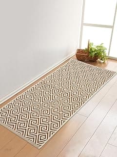 SARAL HOME EASY LIVING Cotton Ptinted Rectangular Multipurpose Rug/Runner Durable & Washable Multipurpose Rugs Set for Home/Kitchen/Living Area/Lobby,Set of 1(Brown,50X130cm)