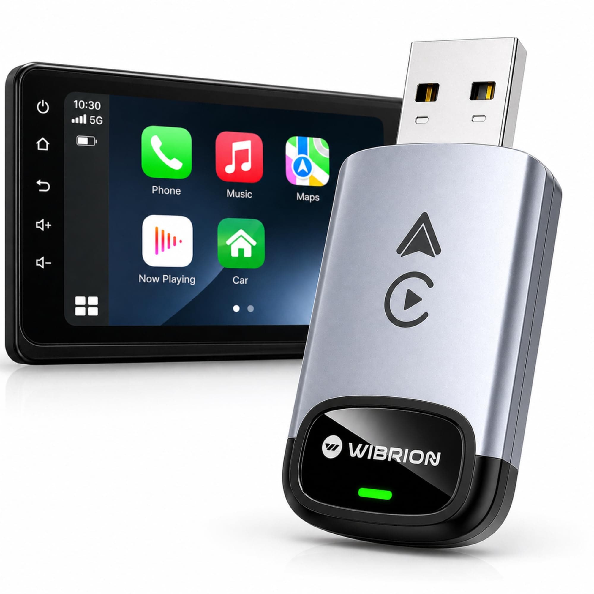 WIBRION Wireless 2-in-1 CarPlay & Android Auto Adapter 2026 Upgrated, Convert Wired to Wireless Compact Slim Design, Fast & Stable, Bluetooth 5.4 & WiFi 6, Plug & Play, USB C & A, OTA Upgrade