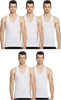 Rupa Jon Sleeveless Vest for Men, 100% Cotton Material, Round Neck, Pack of 5