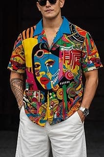 Uiriuy Trendy Regular Fit Printed Half Sleeve Shirt for Men
