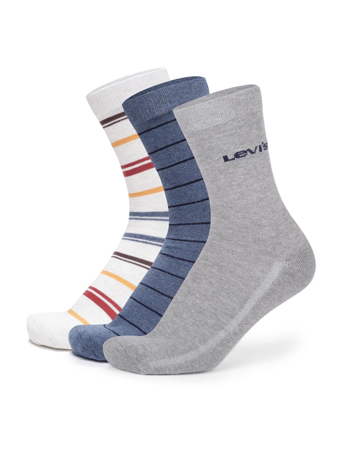 Levi's Men's Cotton Stretch Crew Length Half Terry Socks with Cushioned Sole (Pack of 3)