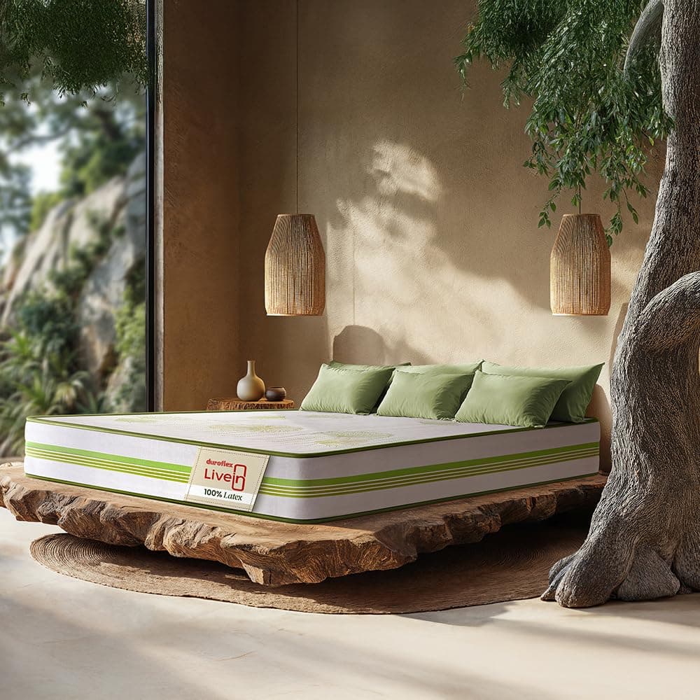 Duroflex LiveIn 100% Latex - Natural Pincore Latex Mattress, Eco-Friendly, Naturally Cool, Medium Firm, 10 Years Warranty, 8 Inch King Size Bed Mattress (78x72x8 Inch)