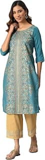 Aurelia Green Floral Printed Sequined Ethnic Kurta