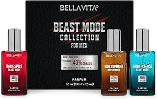 BELLAVITA Beast Mode Collection Set with 40% Perfume oil concentration | Long Lasting | Set of 3 x 20ml each | Perfume for Man | Gift for Men | Spicy, Wood, Musk and Oud Premium Fragrance for Men