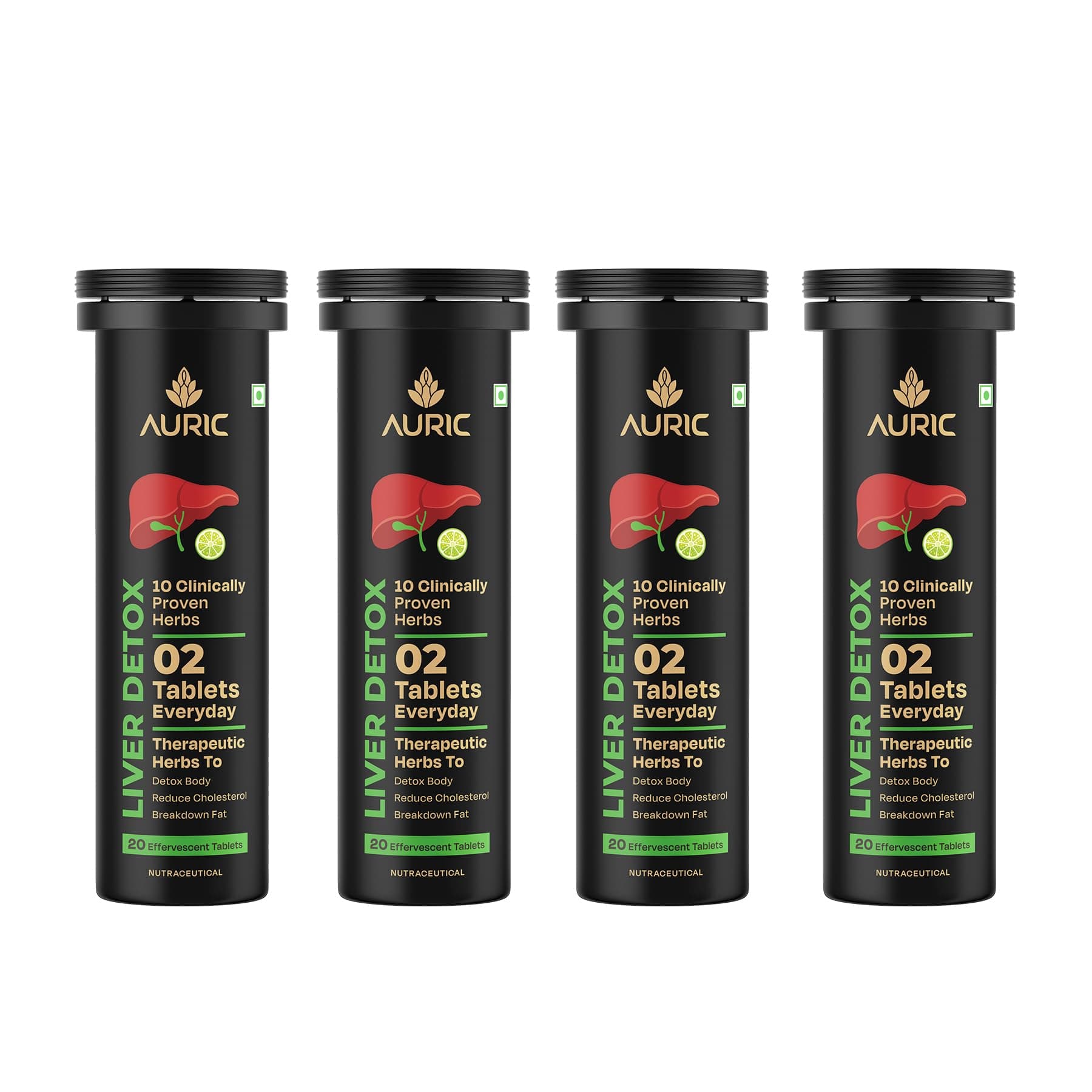 Auric Liver Detox Supplement | 80 Tablets Fizzy Water with 10 Ayurvedic Herbs | Clinically Researched Therapeutic Ingredients | Drop, Dissolve, Fizz, Drink | Liv 365