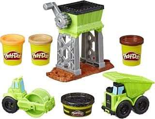 Play-Doh Wheels Gravel Yard Construction Toy With Non-Toxic Pavement Buildin' Compound Plus 3 Additional Colors,Multicolor