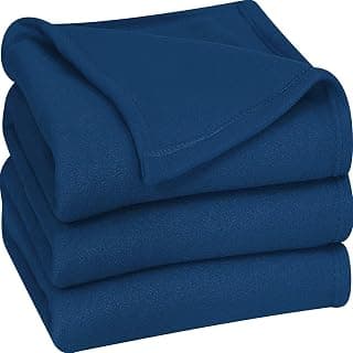 220 GSM Polar Fleece Single Bed Lightweight Plain Blanket for All Season Travel & Camping, 60x90Inch, Blue