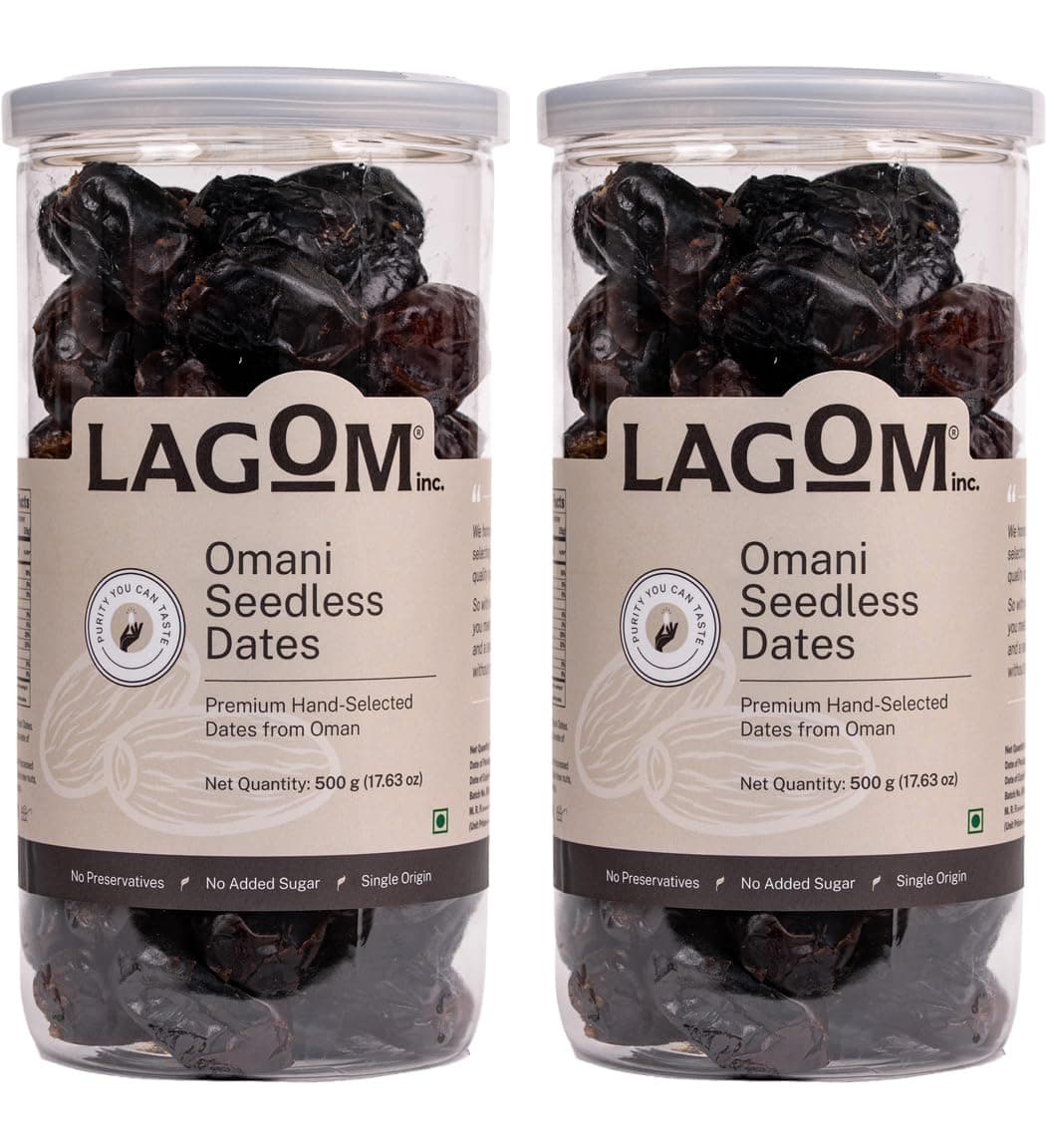 Lagom Omani Seedless Dates 1 kg | Premium Pitted Khajoor from Oman | Soft, Naturally Sweet & Convenient | No Added Sugar, No Preservatives | Vegan, Gluten Free, Non-GMO
