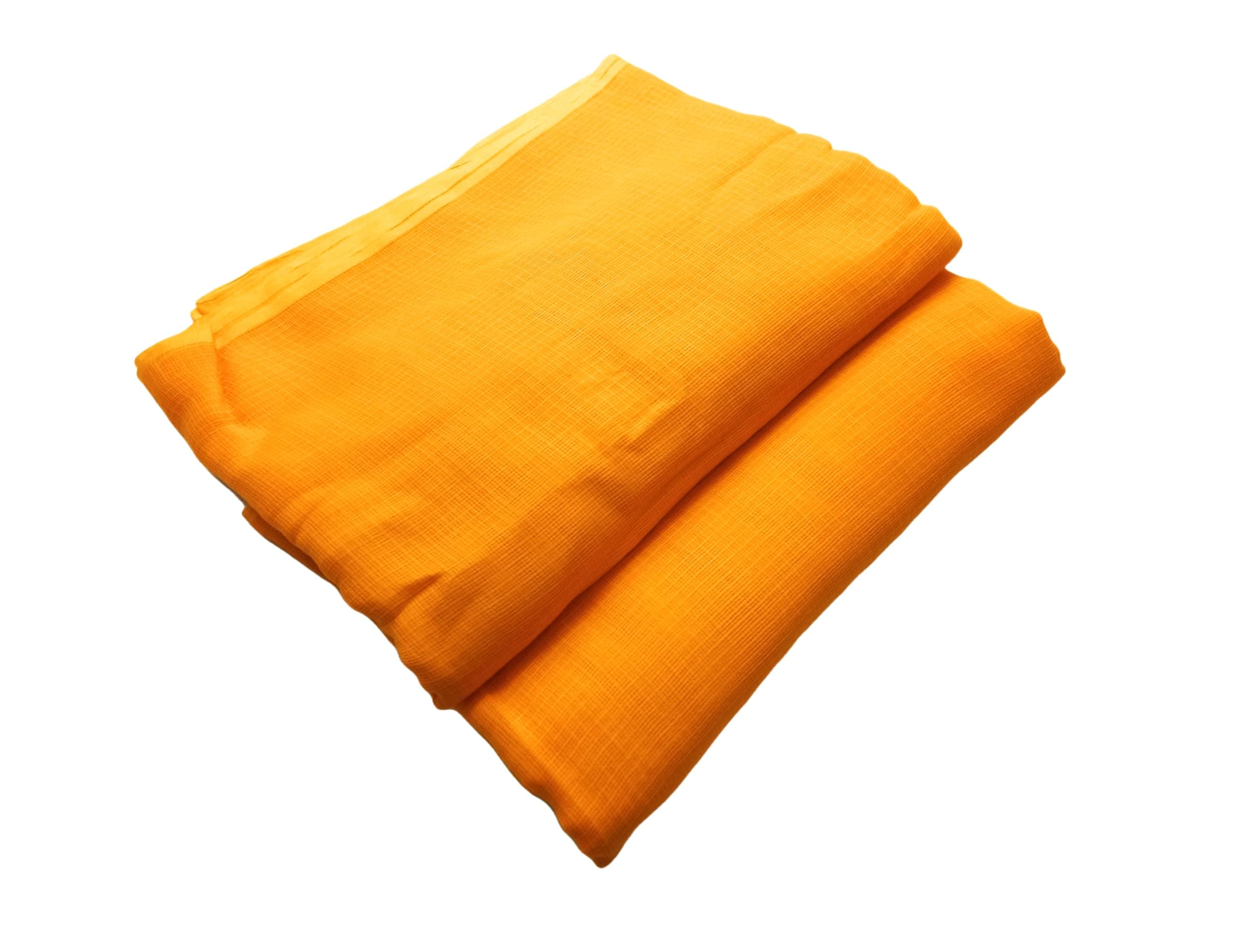 COLOVILA Kota Doria Cotton Silk Fabric, Unstitched Dress Material for Sarees, Suits, Dupatta - Soft, Light Weight and Transparent (Yellow, 3 Meter)