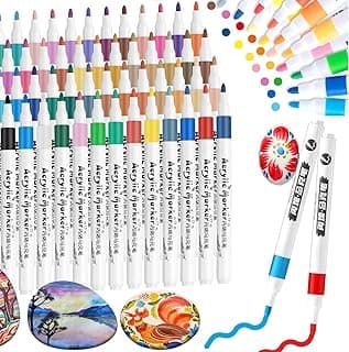 SUPER TOY 36 Acrylic Paint Pens Marker, Colors Art Marker Pen Set Medium Tip Ideal for Cardboard, Wood, Metal, Plastic, Glass, Canvas, Ceramic, DIY Crafts Gifts