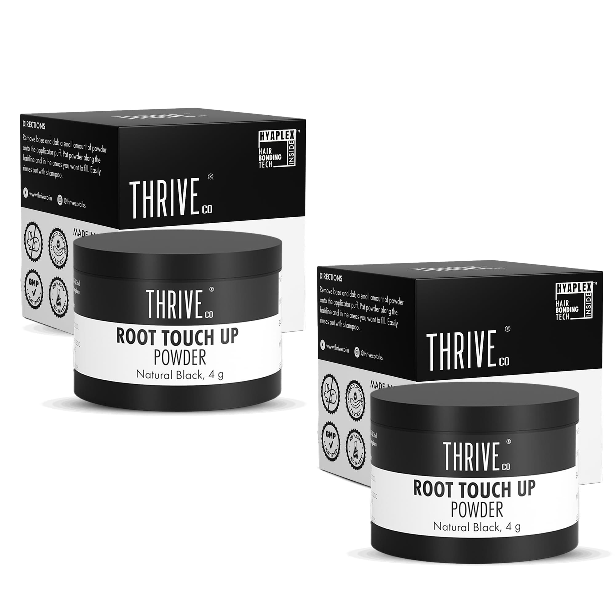 ThriveCo Root Touch-Up Powder Natural Black | Instantly Covers Up Greys & Bald Spots | Non-Sticky, Mess-Free Application | With Hyaplex™ Anti-Breakage Technology |Cover-Up Hair Powder, 4 g (Pack of 2)