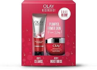 Olay Regenerist Giftpack - Day Cream 50g + Cleanser 100g | Hydrated, Plump, Bouncy Skin | With Hyaluronic Acid, Niacinamide and Peptides | Normal, Oily, Dry, Combination Skin | Pack of 2