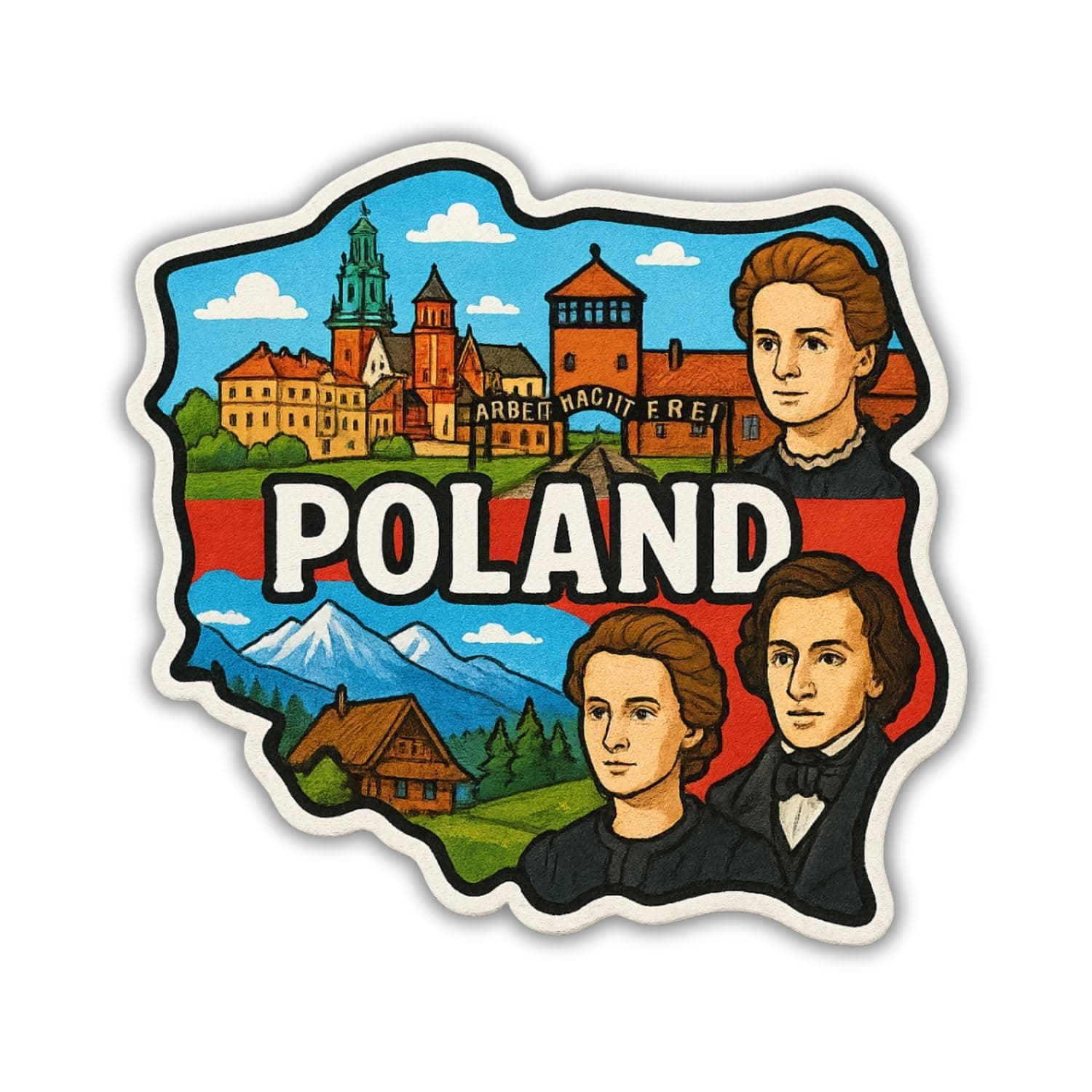 Zesta Wooden Fridge Magnets Set | Refrigerator Decor Magnets for Kitchen | India Souvenir Fridge Magnet Collection | Wooden Magnet for Fridge Door Decoration (Poland)