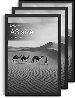 Premium A3 Size Photo Frame for Wall (11.7x16.5 inch, Set of 3) – Photo Frames For Wall Decor and Home Decor | Black | Polished Plexiglass & MDF